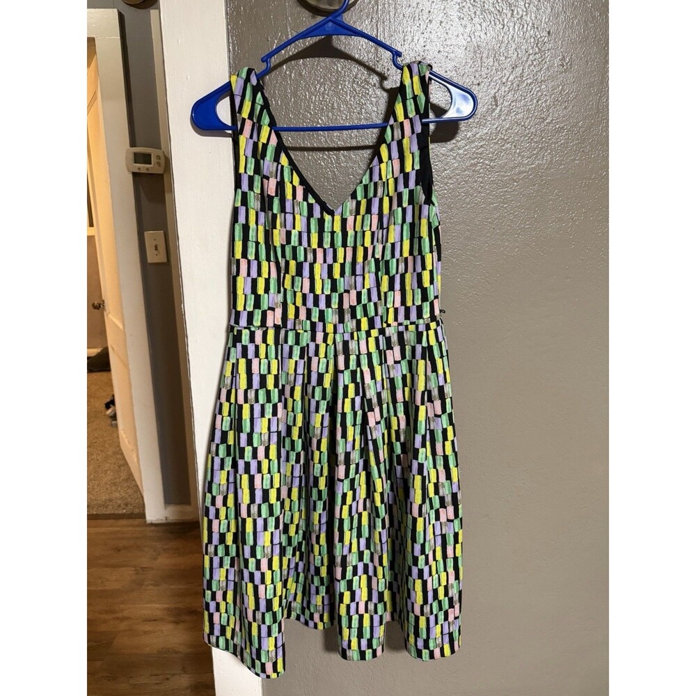 Calvin Klein Retro Geometric A Line V-Neck Dress